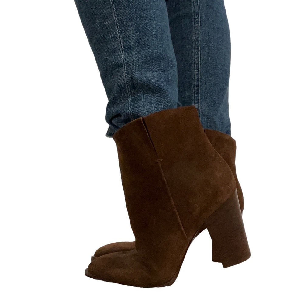 VINCE Brown Suede Heeled Boots